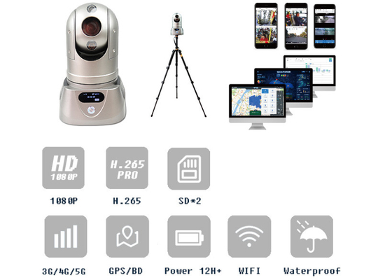 Starlight HD IP Polis Arabası Video Kayıt Kamerası 4G GPS WIFI 2MP PTZ Kamera