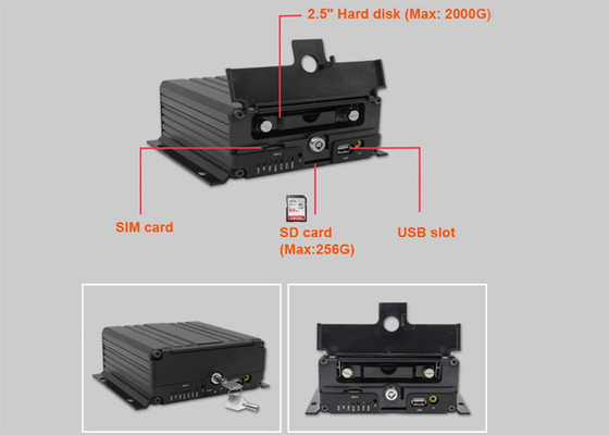 Kamyon Araç Araba için H.264 HDD SSD IPC 4 Kanal Mobil DVR GPS WiFi