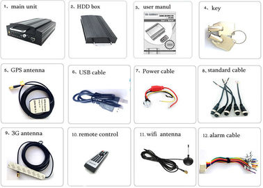 3G HD HDD Sağlam Mobil DVR Taksi yönetimi için gizli güvenlik kameraları sistemi
