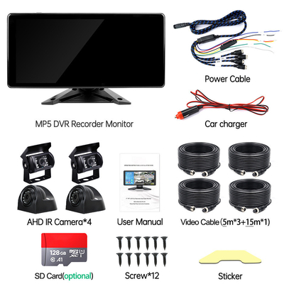 AI Araç DVR Sistemi BSD Alarm 360° 4CH 10.36 Inch Monitor With Recorder for Truck