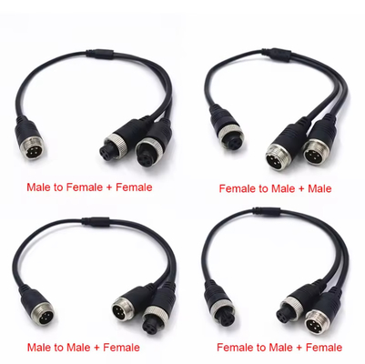 M12 CCTV Kamera Bağlantısı için 4Pin Kablo Adaptörü Kadın Erkeğe / Kadın Y bölücü kablosu