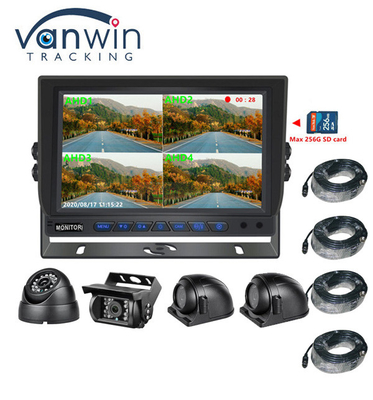 Sıcak Satış 9 inç 1024*600 AHD Quad Display Araç Kamyon Güvenlik Kamera Sistemi Kayıt Fonksiyonu