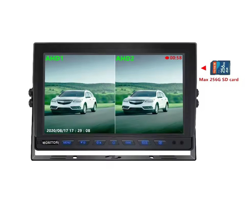 Sıcak Satış 9 inç 1024*600 AHD Quad Display Araç Kamyon Güvenlik Kamera Sistemi Kayıt Fonksiyonu