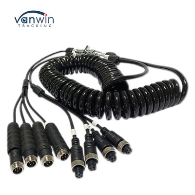 Otomobil Video Havacılık Bahar Tel Traylör Bağlantı Tel 4-Pin/RCA Spiral Uzantı Kablosu