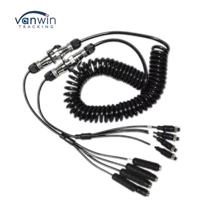 Otomobil Video Havacılık Bahar Tel Traylör Bağlantı Tel 4-Pin/RCA Spiral Uzantı Kablosu