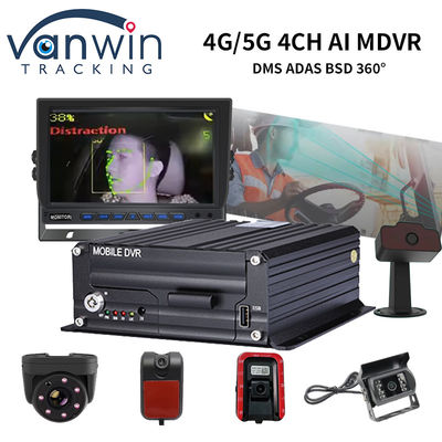 AI DSM ADAS BSD Desteği 4G 5G WIFI GPS ile 4 Kanal AI Kamyon Otobüs Mobil DVR