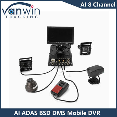 H.265 8CH HDD Mobil DVR Gelişmiş Sürüş DSM ADAS BSD AI Yürüyen Sensör İzleme Sistemi