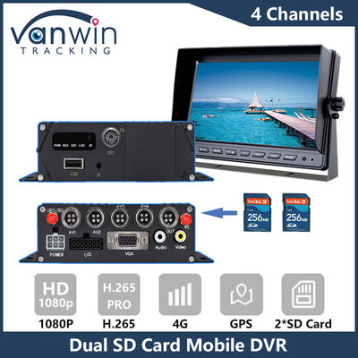 4G GPS Çift SD Kart Mobil DVR 1080P 4CH CCTV Kamera Kaydedici Güvenlik Mobil İzleme DVR