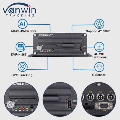 H.265 4CH 1080P HDD Mobil DVR Araç CCTV Video Kaydedici Kit Kamera Sistemi MDVR