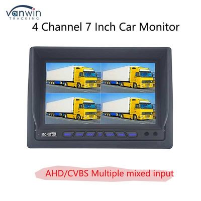 AHD/CVBS Çoklu Video Karışık Girdi 4 Kanal 7 Inch Split Display Araç Monitörü Araç için