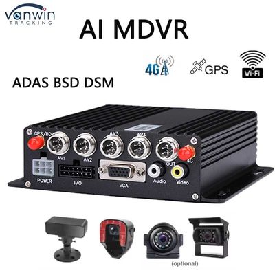 4 Kanal ADAS DSM Araç DVR 4G GPS AHD Kamera SD Kart Video Kaydedici Eğitim Araç Sürüşü Kamyon otobüsü için Mobil DVR