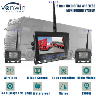 5 inçlik kablosuz HD Dijital DVR, kamyonun geriye dönme güvenliği izlemesi için Quad-Split Ekran