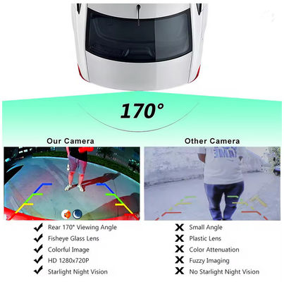 1080P AHD 170° Araba Arka Görünüm Kamerası Araç Ters Siyah Balık Gözü Lens Su geçirmez Gece Görünümü Evrensel