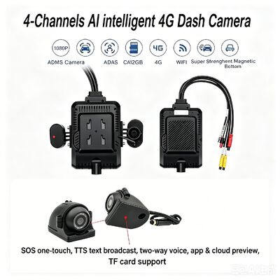 24V 4CH AI Dash Cam Kit Araç Güvenlik Kamera DVR DMS ADAS BSD Yan Kamera ile Kamyon / Otobüs için