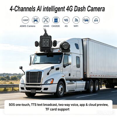 24V 4CH AI Dash Cam Kit Araç Güvenlik Kamera DVR DMS ADAS BSD Yan Kamera ile Kamyon / Otobüs için