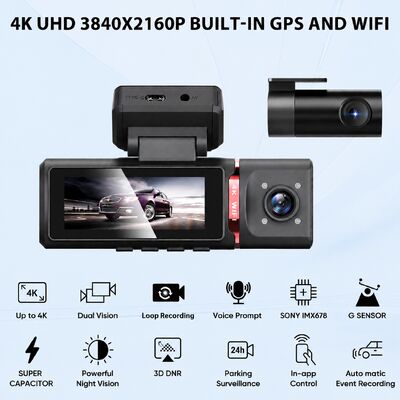Park İzleme için WIFI Desteği ile 4K Gelişmiş Destekli Sürüş Dashcam GPS ADAS DMS