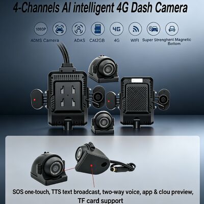 24V 4CH AI Dash Cam Kit Araç Güvenlik Kamera DVR DMS ADAS BSD Yan Kamera ile Kamyon / Otobüs için