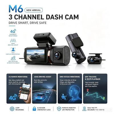 3 Kanal HD DVR Dash Cam 4G 4K Ön 1080P Kabin Arka GPS İzleme ADAS DMS 24/7 Parka Güvenliği için Park İzleyici