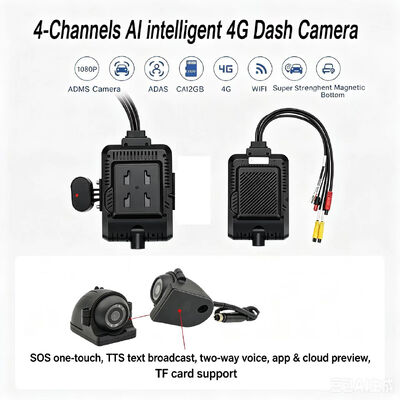 Ön ve Arka Dash Cam 4CH ADAS DMS Otomatik Video Kaydedici 4G GPS WiFi ile Kamyon için Manyetik Kamera