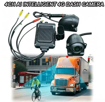 Ön ve Arka Dash Cam 4CH ADAS DMS Otomatik Video Kaydedici 4G GPS WiFi ile Kamyon için Manyetik Kamera
