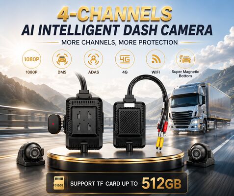 24V 4CH AI Dash Cam Kit Araç Güvenlik Kamera DVR DMS ADAS BSD Yan Kamera ile Kamyon / Otobüs için
