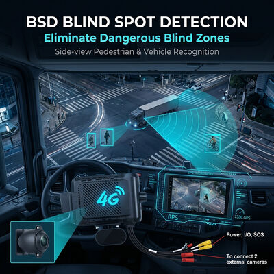 ADAS BSD ile Ağır Güçlü Kamyon 4G Dash Kaydedici - SOS Panik Düğmesi ile GPS Telematik Filot Kamerası