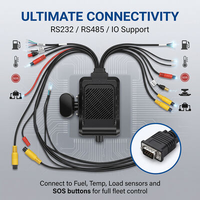 Ticari Araç 4G Dashcam Sistemi - I/O RS232 Periferik Destek ile Hırsızlık Karşıtı GPS WiFi İzleyici