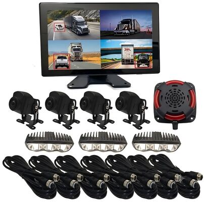 4CH AI BSD Forklift Güvenlik İzleme Sistemi 1080P Kamera/ekran ve LED Alarm Işığı/Ağır Makine için uygundur