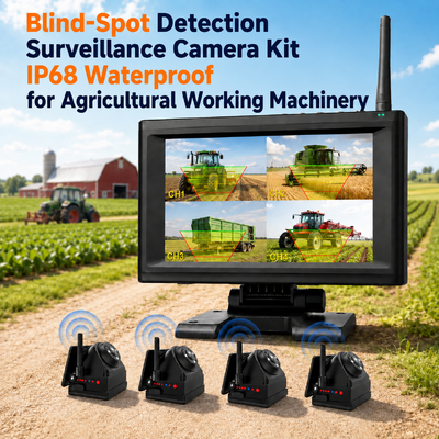 Tak ve Çalıştır 1 - 4 Kanallı 720P Kablosuz Manyetik Kamera Sistemi 7" Monitör BSD Alarm Şarj Edilebilir Kamyon RV Treyler Tarım Makineleri için