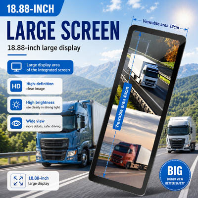 Kamyon Kör Nokta Kamera Sistemi 1080P Çift Lens Yan Görünüm Kamerası 18.88 Inch Monitör Yarım Kamyon Rel Aracı Ticari Araç