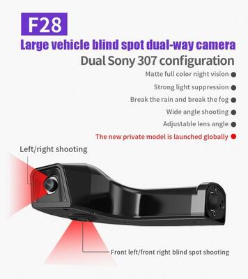 Kamyon Kör Nokta Kamera Sistemi 1080P Çift Lens Yan Görünüm Kamerası 18.88 Inch Monitör Yarım Kamyon Rel Aracı Ticari Araç