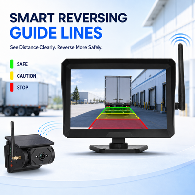 10.1 Inch 4CH Wireless Rear View Camera System Solar Magnetic Backup Camera Monitor for Truck Trailer RV Caravan