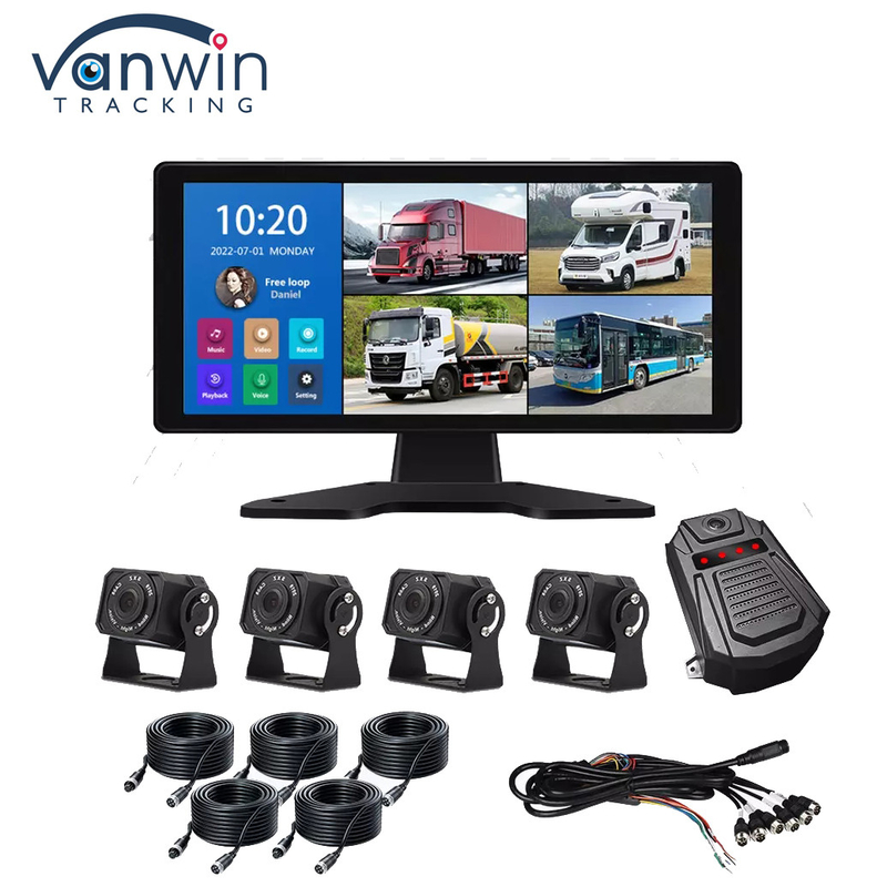 AI Araç DVR Sistemi BSD Alarm 360° 4CH 10.36 Inch Monitor With Recorder for Truck