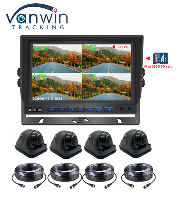 DVR fonksiyonu ile 9 inç 1080P dörtlü araba monitörü 256G SD kart video kaydı desteği
