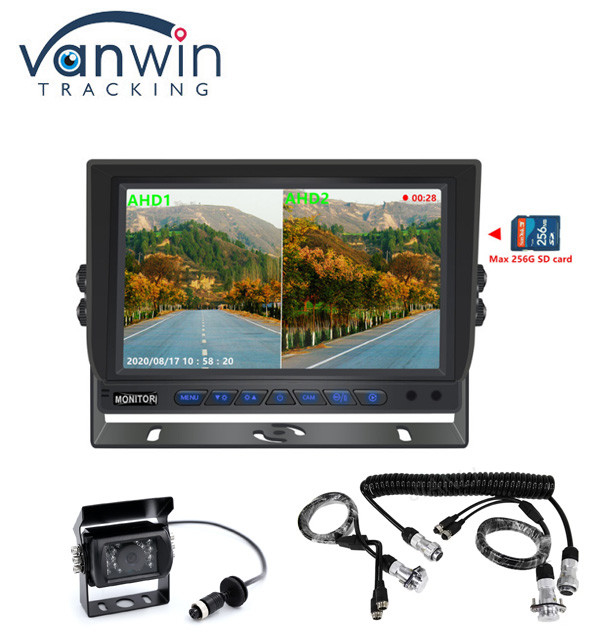 Yeni Geliş AHD 4CH SD Kart 1080P 9 inç Çeyreği Monitör Tüm İçinde Bir Kamyon Otobüsü İçin DVR