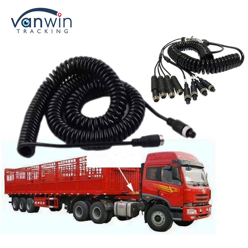 Otomobil Video Havacılık Bahar Tel Traylör Bağlantı Tel 4-Pin/RCA Spiral Uzantı Kablosu