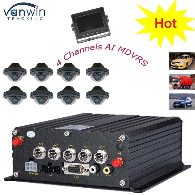 4G GPS Wifi Çift SD Kart 4 Kanal MDVR 1080P HDD AI DVR otobüs arabaları Floklift için
