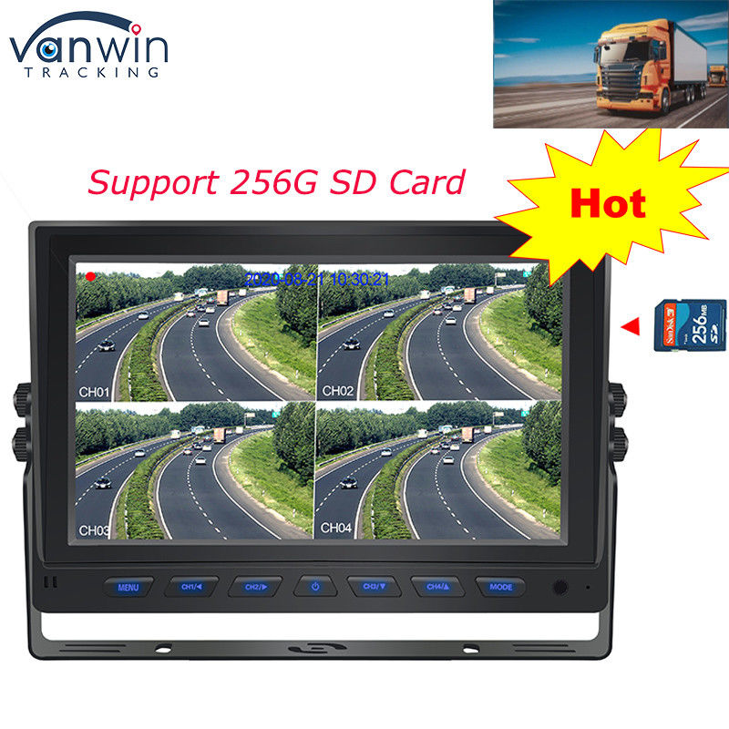 Araba Otobüs Kamyon için 7 İnç Gerçek Zamanlı GPS 4G AHD 4CH Monitör TFT Araba Monitör Ekranı
