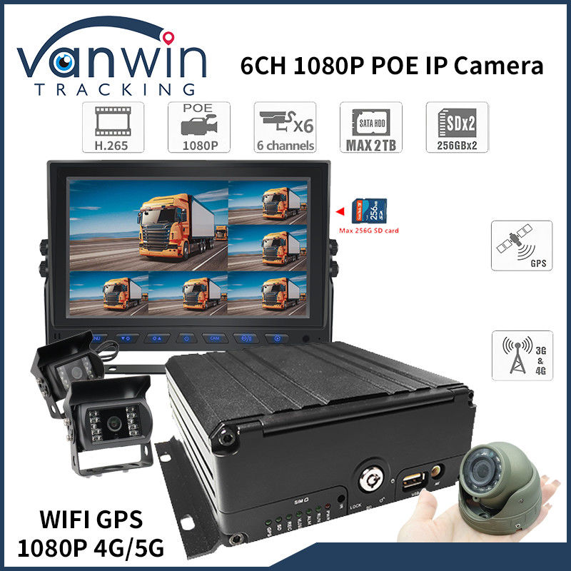 4G 6 Kanal H. 265 Araç Güvenlik Kameraları için Mobil DVR