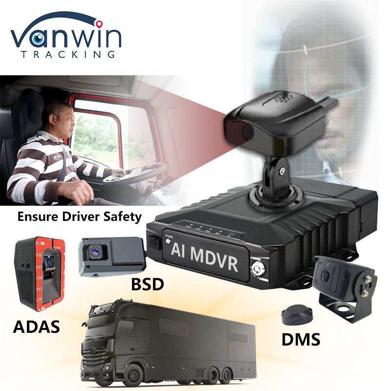 H.265 8CH HDD Mobil DVR Gelişmiş Sürüş DSM ADAS BSD AI Yürüyen Sensör İzleme Sistemi