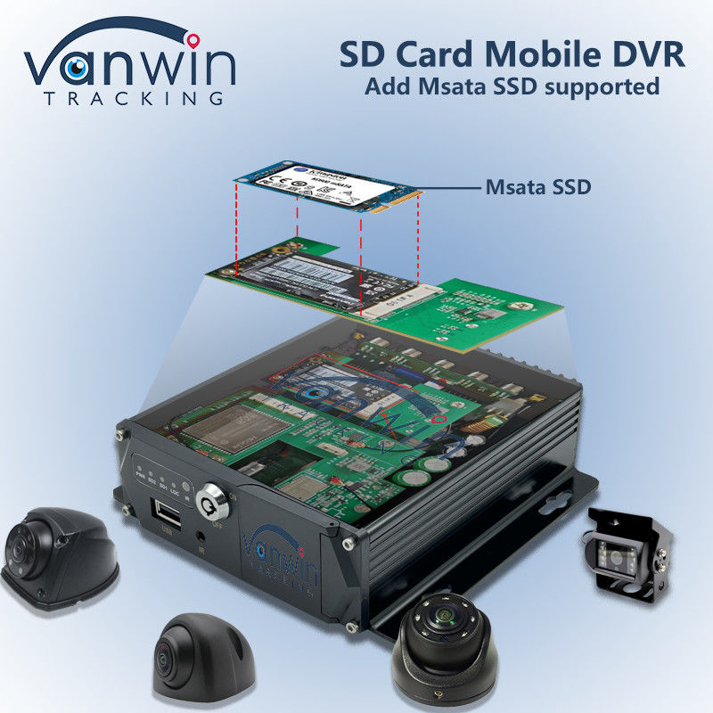 Mini Boyut Ekle Msata SSD Desteklenen 4CH Mobil DVR 4G Araç GPS İzleme MDVR