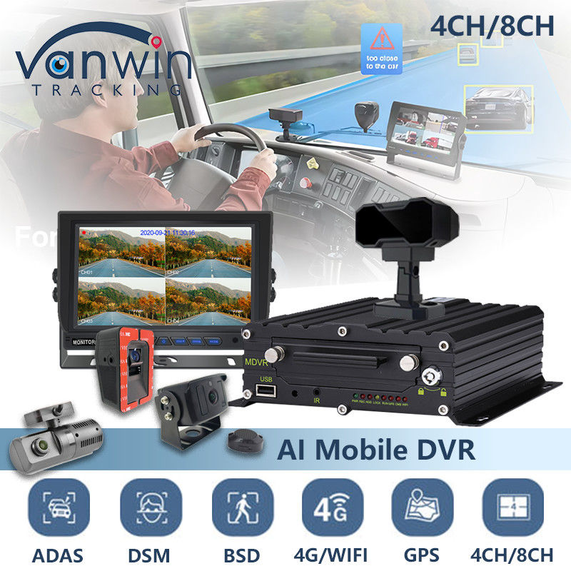 8CH AI BSD ADAS DMS MDVR Sistemi HD 1080P HDD Mobil DVR 4G GPS WIFI Fonksiyonu ile