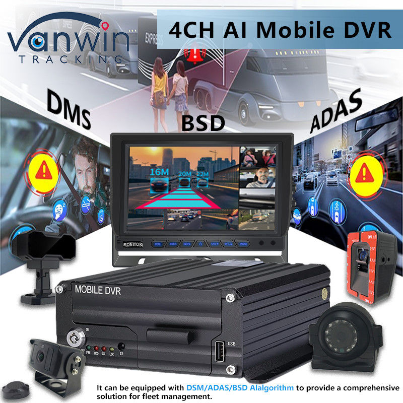 4CH 5G CMSV6 Sistem AI Mobil DVR GPS ile ADAS BSD DMS H.265 MDVR Araba CCTV Monitörü