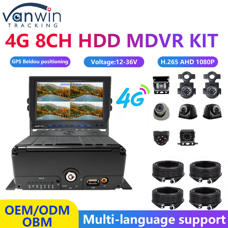 H.265 8CH HDD 1080P Mobil DVR Sistemi 4G MDVR Kit GPS Wifi Fonksiyonu ile Filo Yönetimi