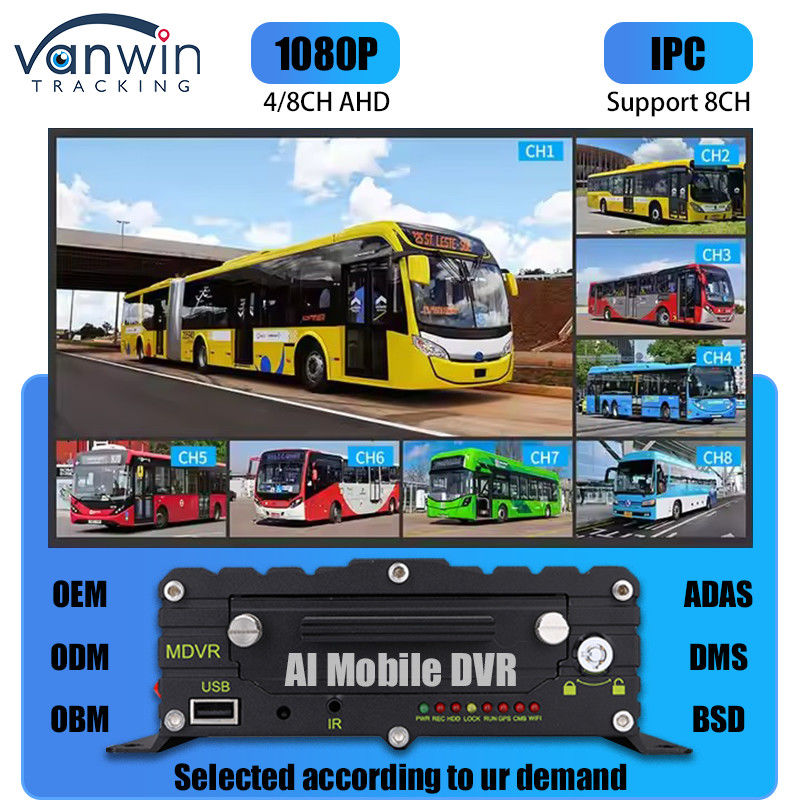 8CH AI ADAS DMS BSD Mobil DVR HDD MDVR 2TB Destek Araç İzleme Platformu Araç DVR