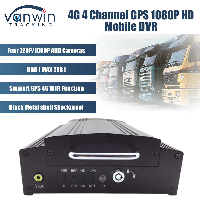 4CH 4G HDD Mobil DVR GPS WiFi Canlı Video Araba CCTV DVR Kamyon Cmsv6 Sistemi