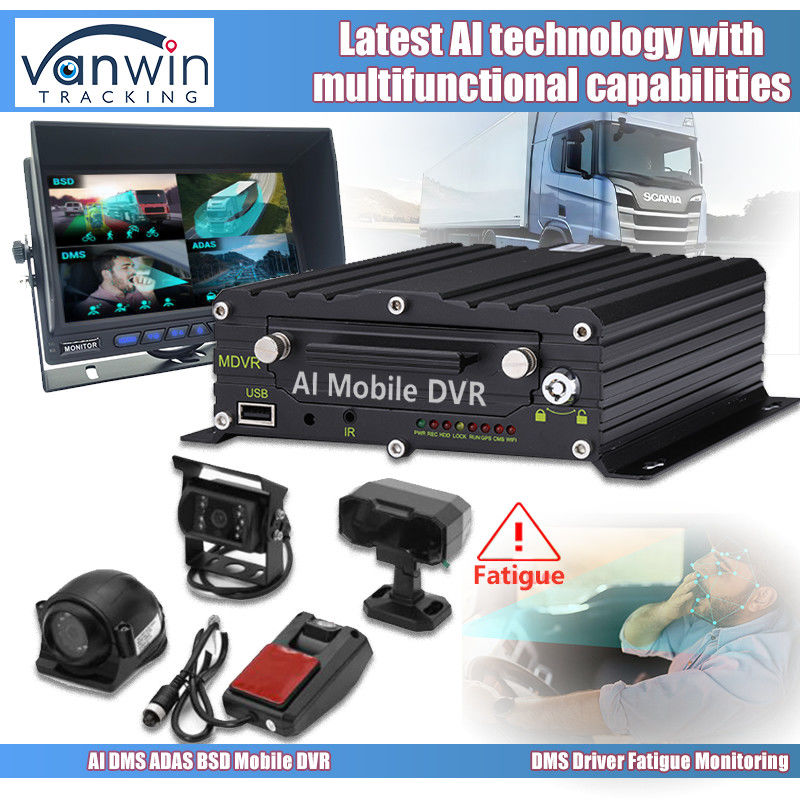 8CH 1080p 4G AI Mobil DVR ADAS DMS BSD Kamera Sistemiyle GPS Mobil DVR Kamyon için