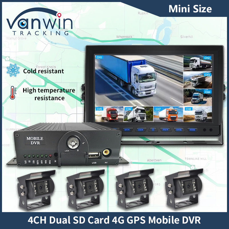 H.265 4CH Full HD Mobil DVR Canlı Akış Blackbox Kaydedici 4G Wifi GPS Araç CCTV