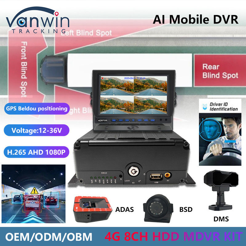 8CH AI Mobil DVR ADAS DMS BSD 4G ve GPS ile Araç Güvenliği için Kara Kutusu