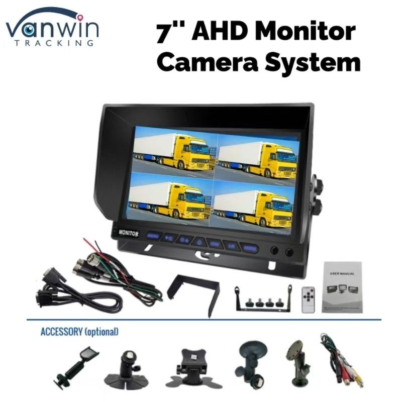 7 inçlik AHD Dört Kanallı Araç Monitörü Araç Ekranı İzleme Sistemi